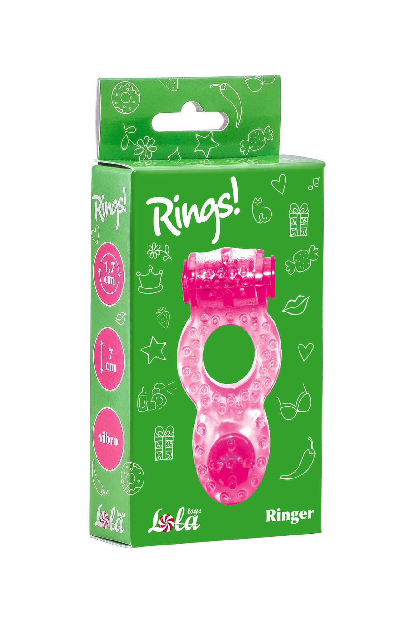 Виброкольцо с клиторальным стимулятором Lola Games Rings Ringer, ярко-розовое