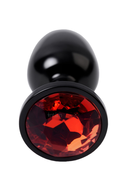 Анальная пробка Toyfa Metal с кристалом цвета рубин, 7,2 см, черный от IntimShop