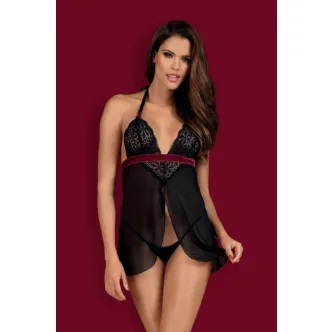 Сорочка Obsessive Rossita babydoll, Чёрный, L/XL