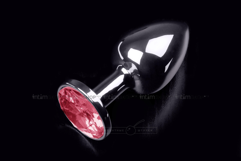 фото Маленькая анальная пробка с рубиновым кристаллом Пикантные Штучки, серебристый