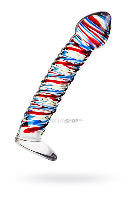 фото Фаллоимитатор Sexus Glass спиралевидный, разноцветный, 16,5 см