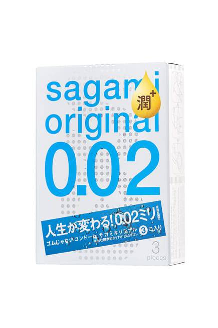 Презервативы полиуретановые с увеличенным количеством смазки Sagami Original 0.02 Extra Lub, 3шт