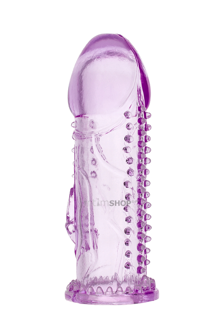Насадка на член с шипиками и отростком для стимуляции клитора Toyfa, фиолетовая - фото 2