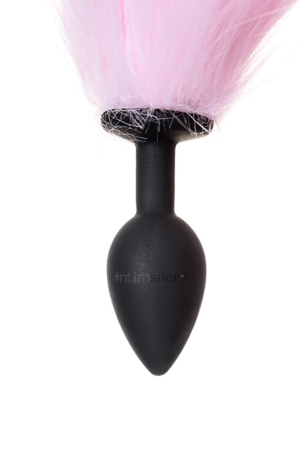 Анальная втулка с бело-розовым хвостом Popo Pleasure Toyfa, S, черный от IntimShop