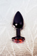 Анальная пробка Toyfa Metal с кристалом цвета рубин, 7,2 см, черный