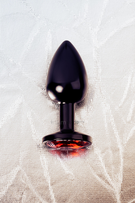 Анальная пробка Toyfa Metal с кристалом цвета рубин, 7,2 см, черный от IntimShop