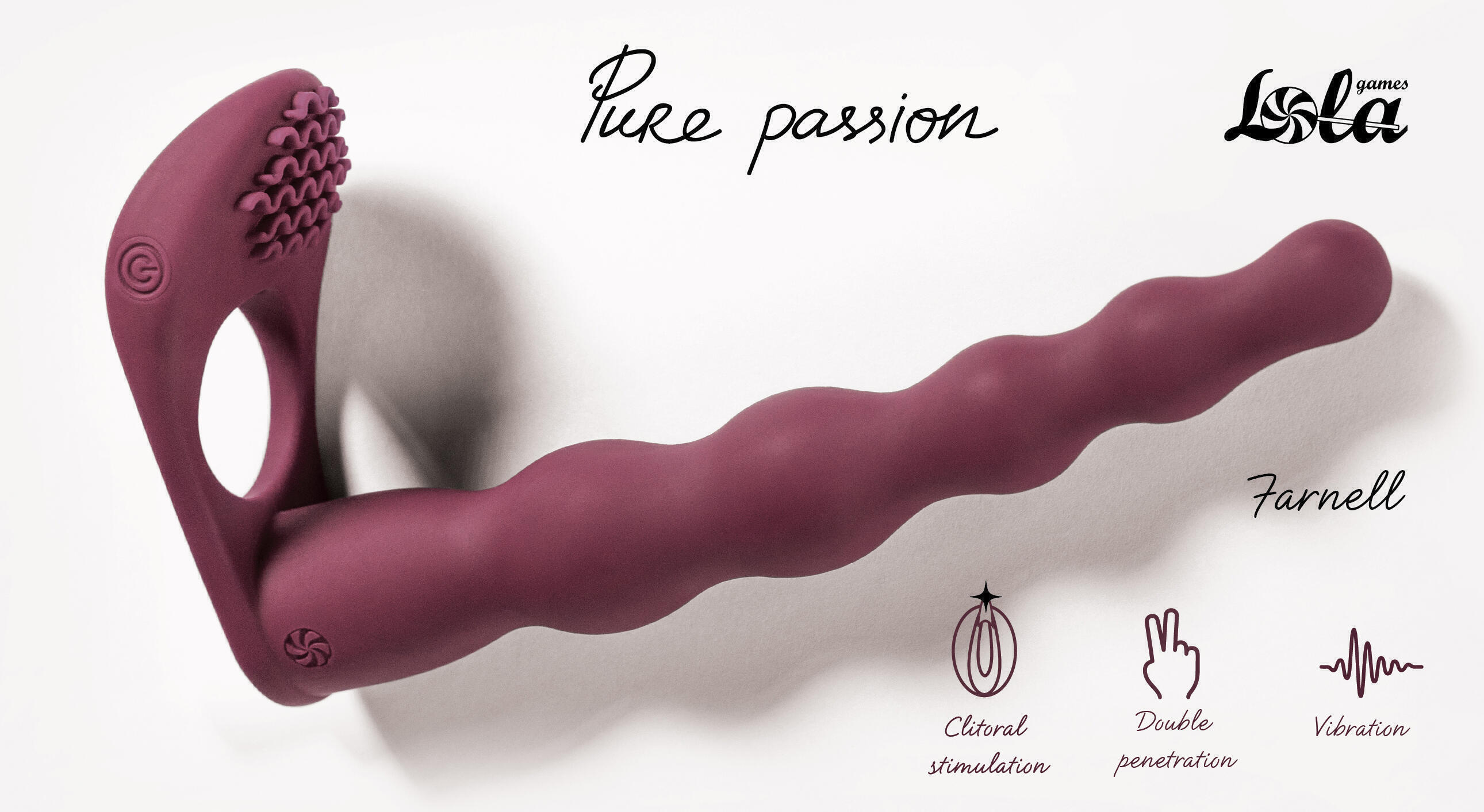 Вибронасадка для двойного проникновения Lola Games Pure Passion Farnell, бордовая