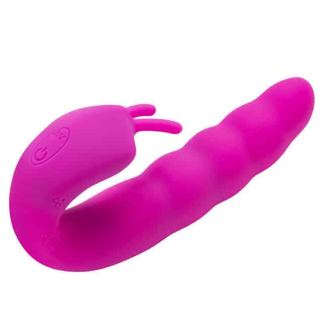 Вибратор Aphrodisia Ribbed Dual Stimulator, темно-розовый от IntimShop