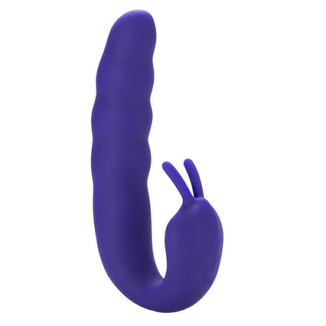 Вибратор Aphrodisia Ribbed Dual Stimulator с пульсирующим шариком, фиолетовый от IntimShop