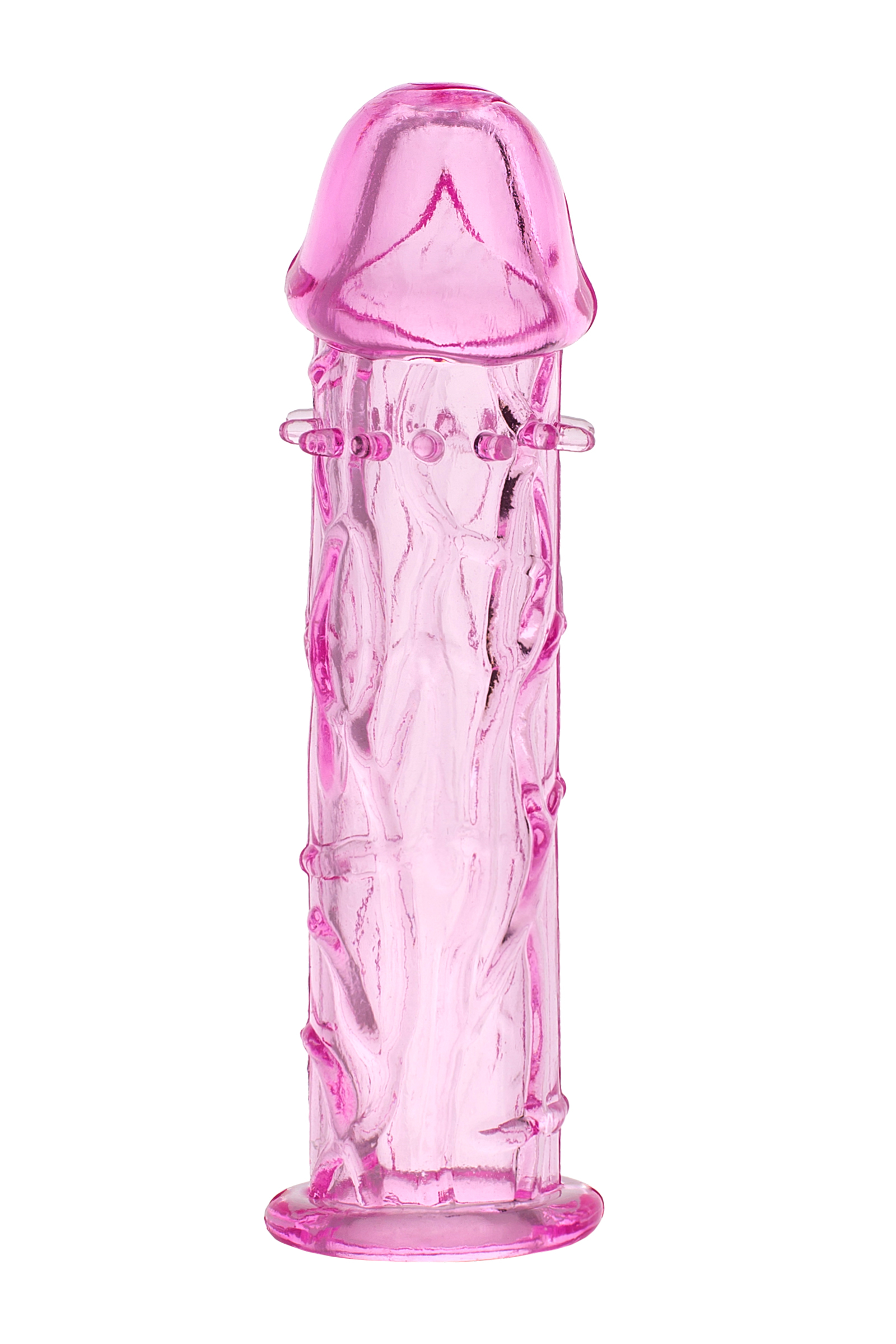 Насадка на член с усиками и реалистичным рельефом Toyfa, розовая