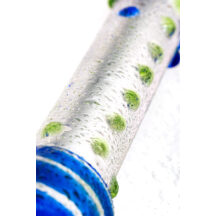 Фаллоимитатор Sexus Glass с точками и синей головкой, бесцветный, 18 см