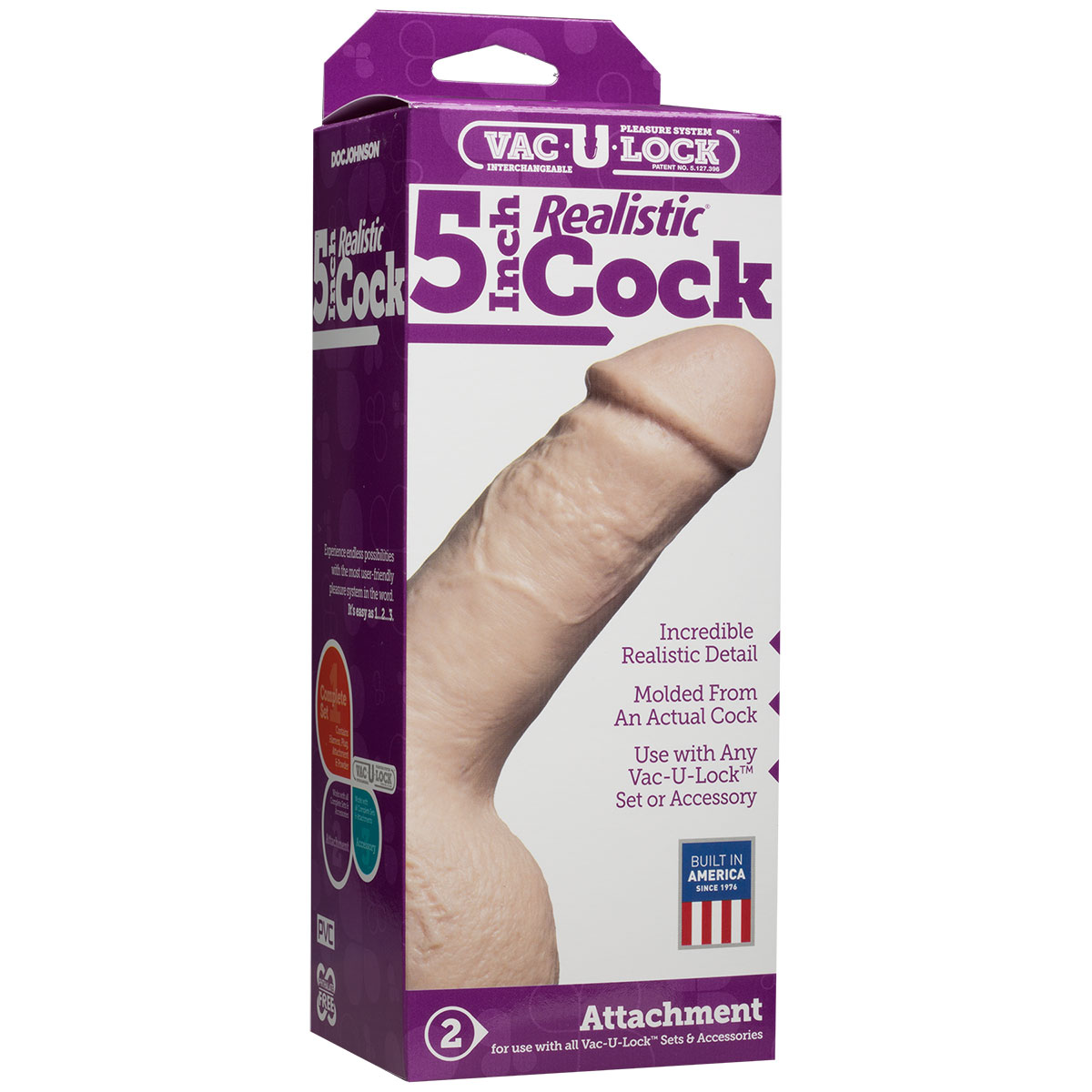 Насадка-фаллоимитатор Doc Johnson Vac-U-Lock Realistic Cock 12.7 см, телесная