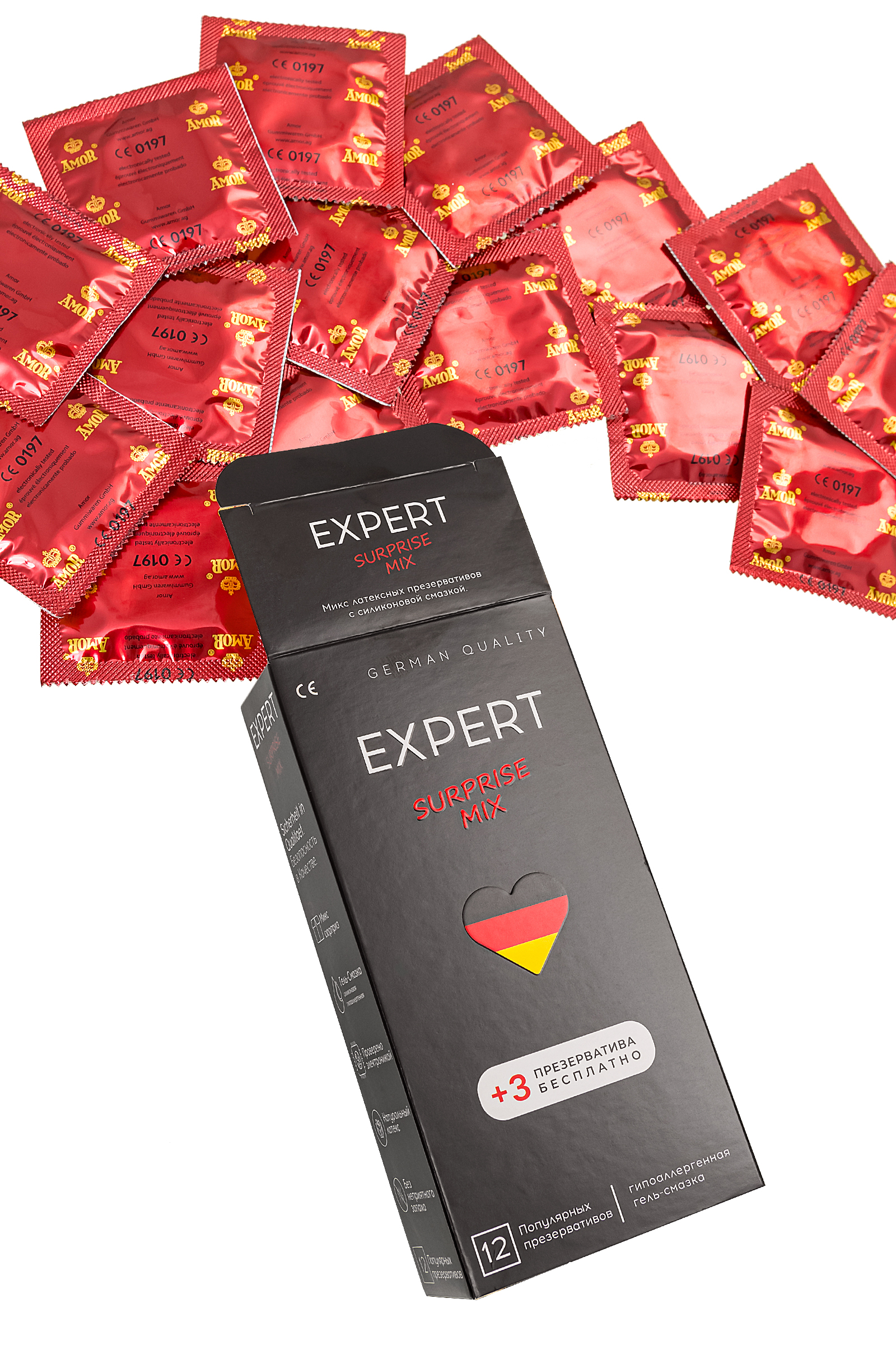 Презервативы Amor Expert Surprise Mix, 12 шт + 3 шт