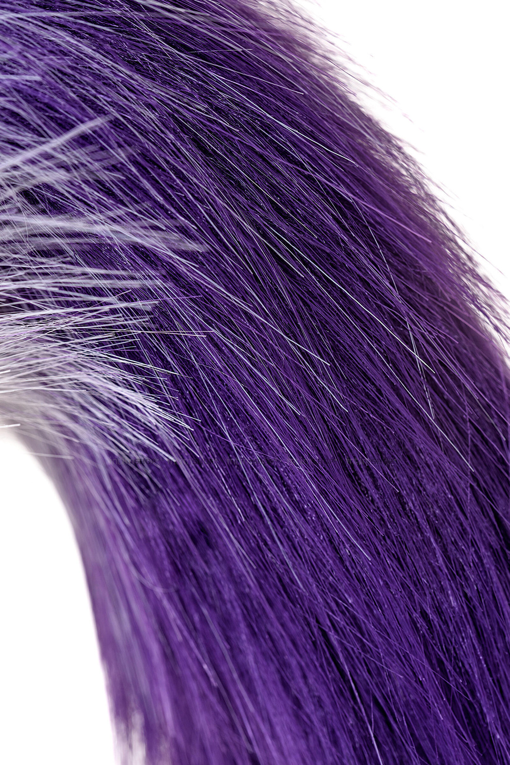 Анальная пробка Toyfa Metal с бело-фиолетовым хвостом, серебристый