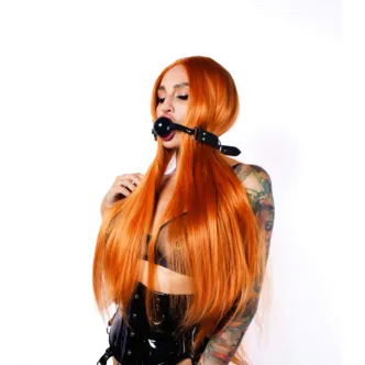 Кляп Scandal с ремешком из натуральной кожи и силиконовым шариком, черный