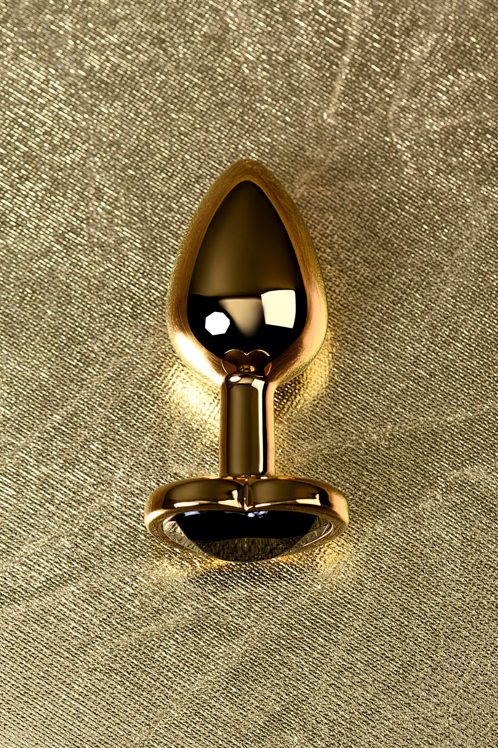 Анальная пробка Metal by Toyfa с кристаллом-сердце цвета турмалин, золотистая