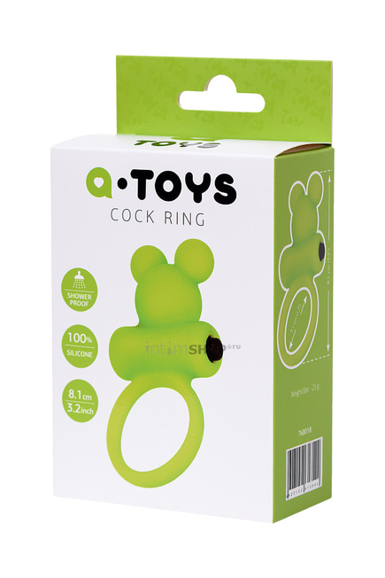 Виброкольцо на пенис Toyfa A-Toys, 8 см, зеленый - фото 2