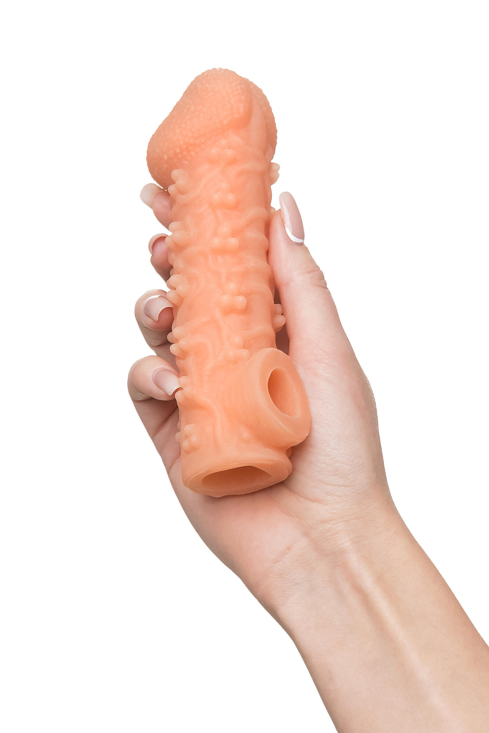 Насадка на член Kokos Cock Sleeve 009 M с подхватом мошонки, телесная