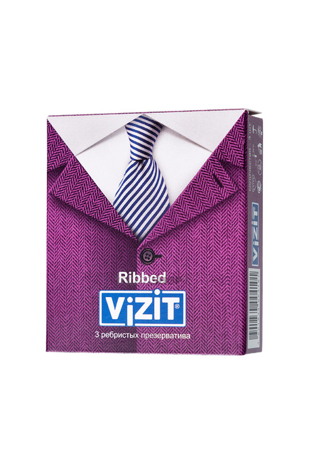Презервативы Vizit Ribbed, ребристые, 3 шт от IntimShop