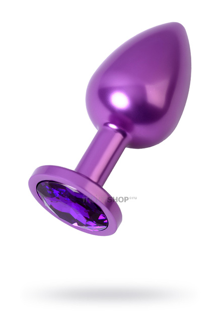 фото Анальная пробка Toyfa Metal с кристалом цвета аметист, 8,2 см, фиолетовый