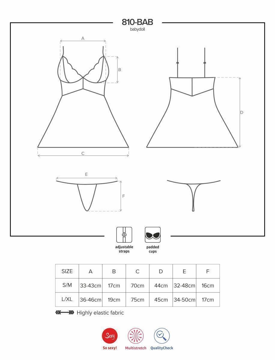 Беби долл и стринги белые 810-BAB-2 Obsessive, L/XL