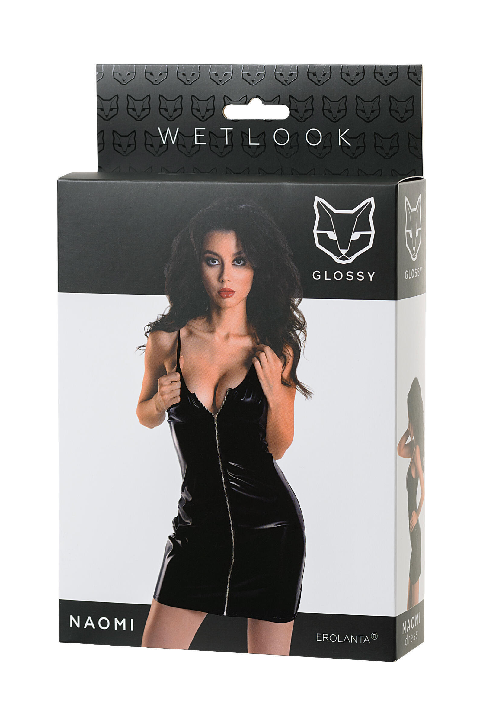 Платье Glossy Naomi из материала Wetlook, черное, L