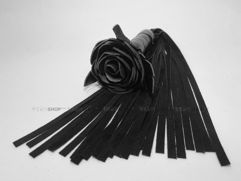 фото Плеть БДСМ Арсенал Чёрная Роза с замшевыми хвостами, 40 см 
