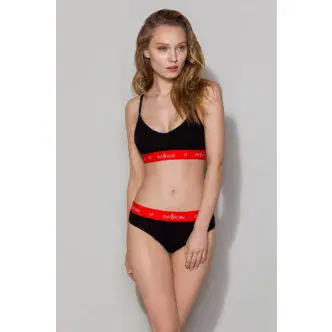 Трусы Passion Lingerie PS009 panties Black-Red, Чёрный, S
