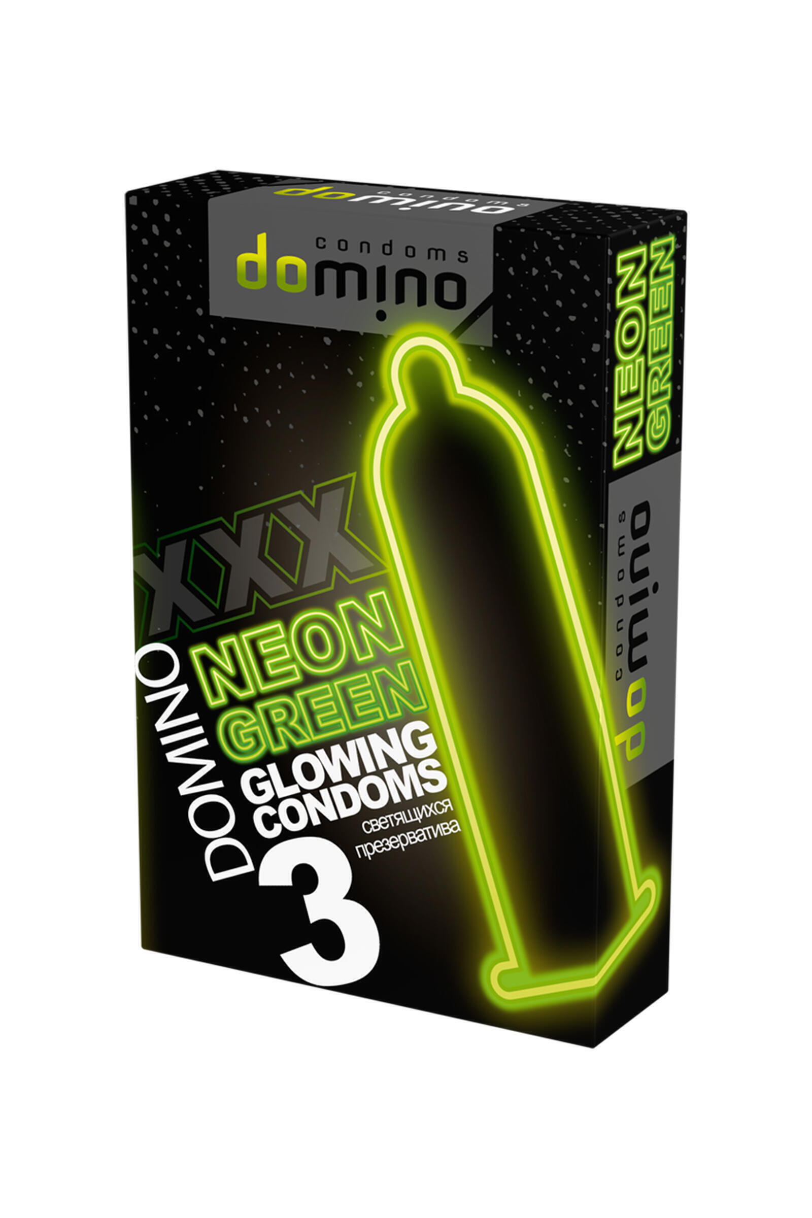 Презервативы Domino Neon №3 светящиеся, зеленые, 3 шт