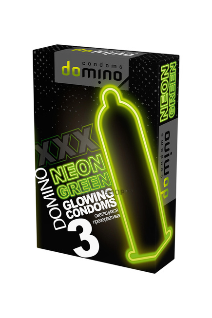 Презервативы Domino Neon №3 светящиеся, зеленые, 3 шт