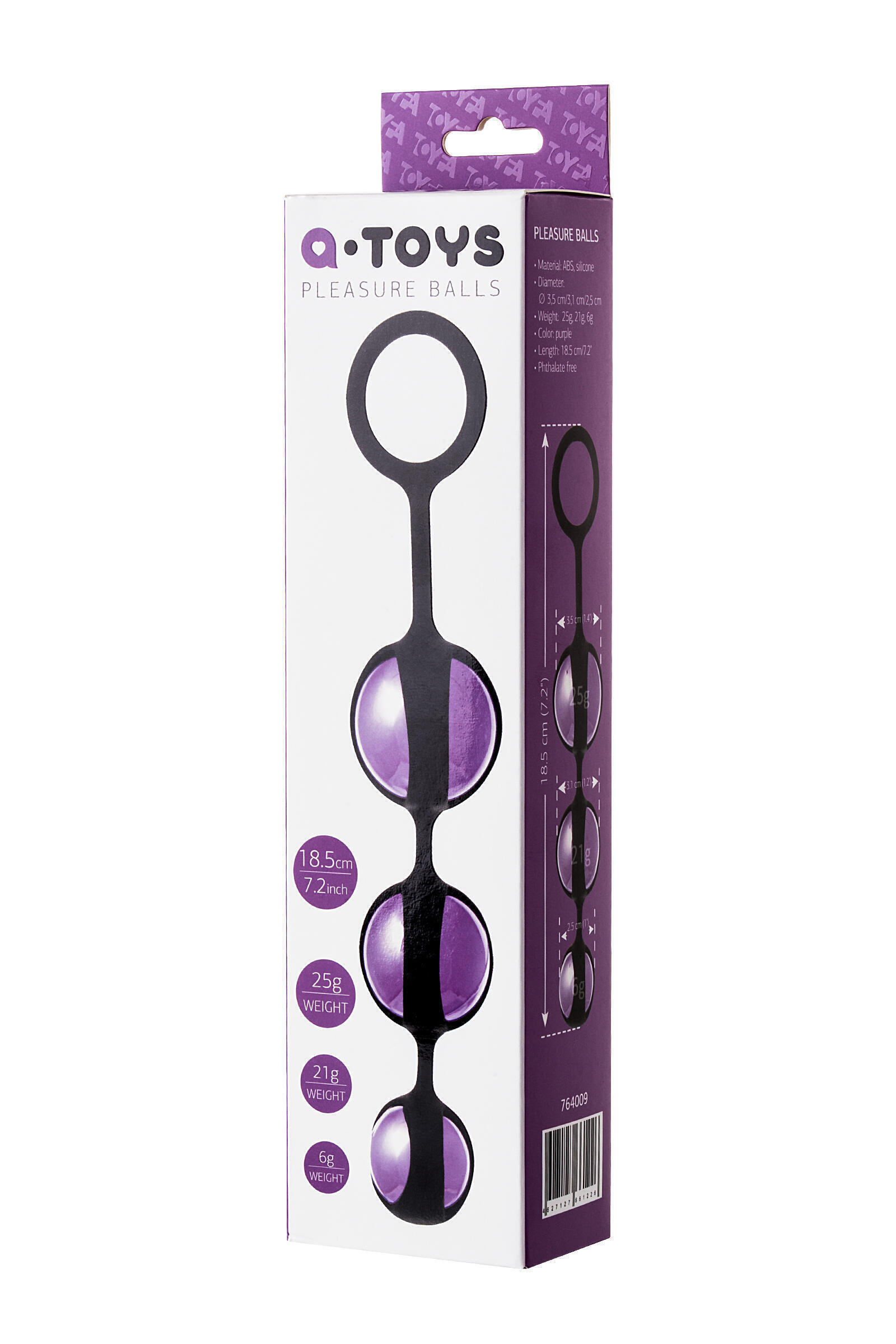 Вагинальные шарики тройные Toyfa A-Toys Pleasure Balls, фиолетовый