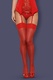 Чулки Obsessive S 800 stockings Red, Красный, L/XL