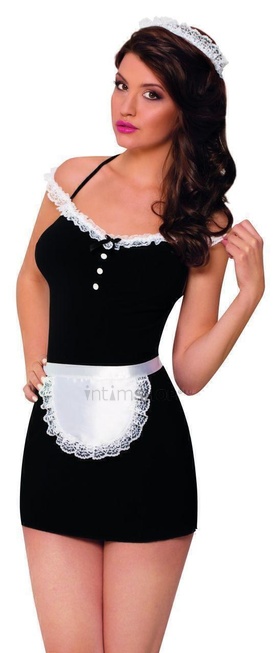 Костюм горничной SoftLine Collection Jane (платье, передник и головной убор), черный, M/L - фото 1