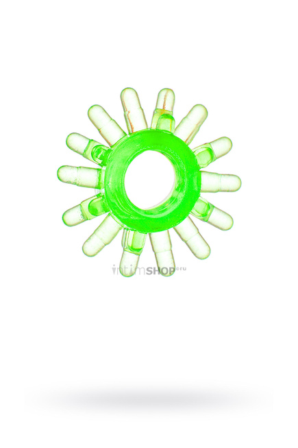 фото Эрекционное кольцо Toyfa с шипами, зеленое, купить