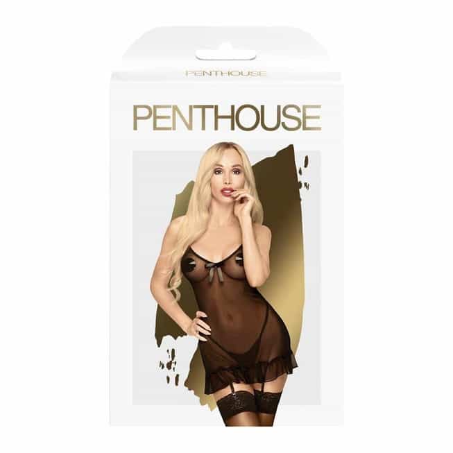 Комбинация с подтяжками и трусиками Penthouse Guilty Icon S/M, черная - фото 3