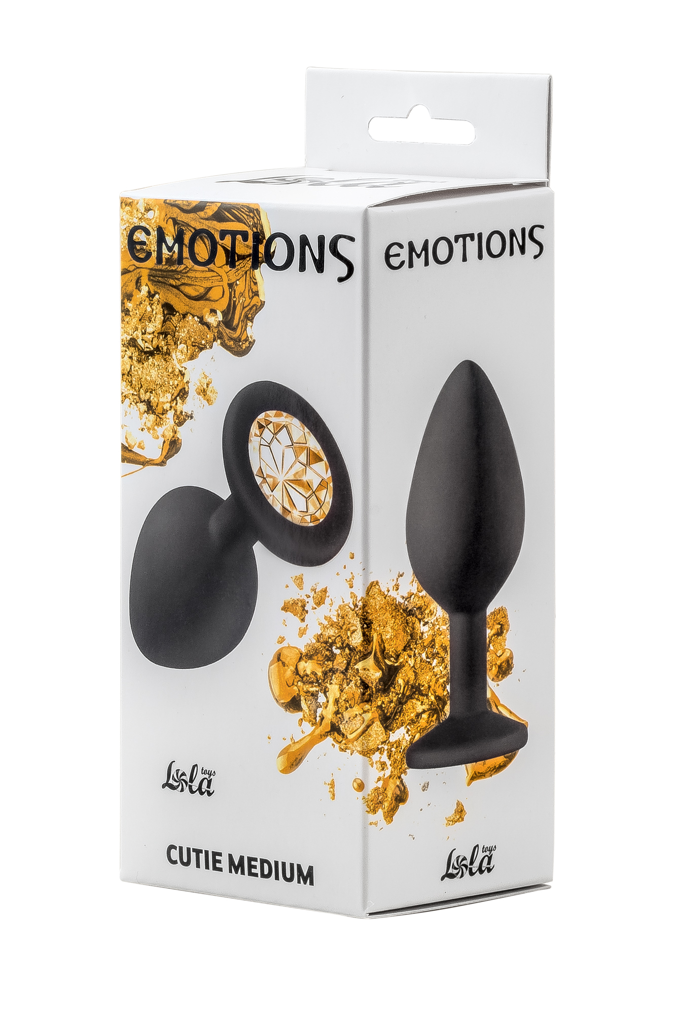 Анальная пробка Lola Games Emotions Cutie Medium, черная с золотистым стразом