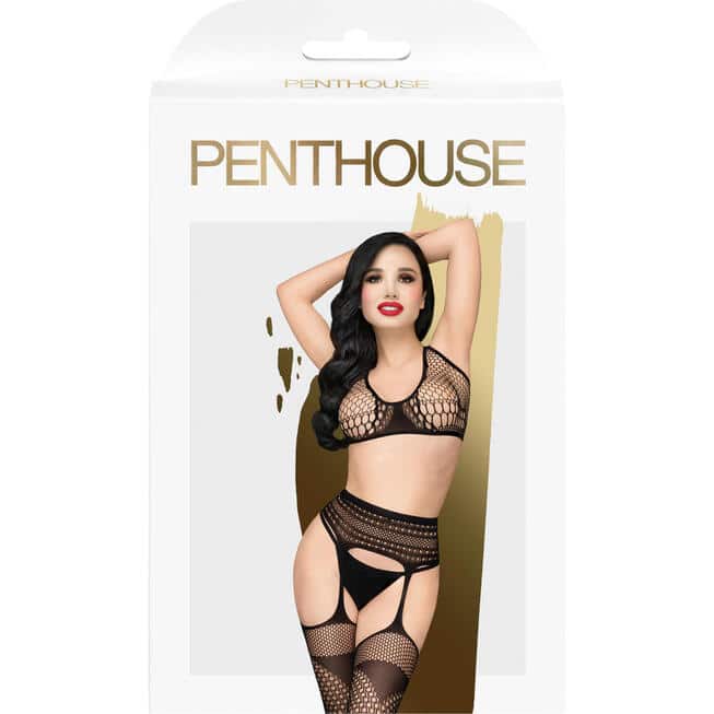 Комплект Penthouse Smoking Gun топ и чулки с поясом XL, черный - фото 3