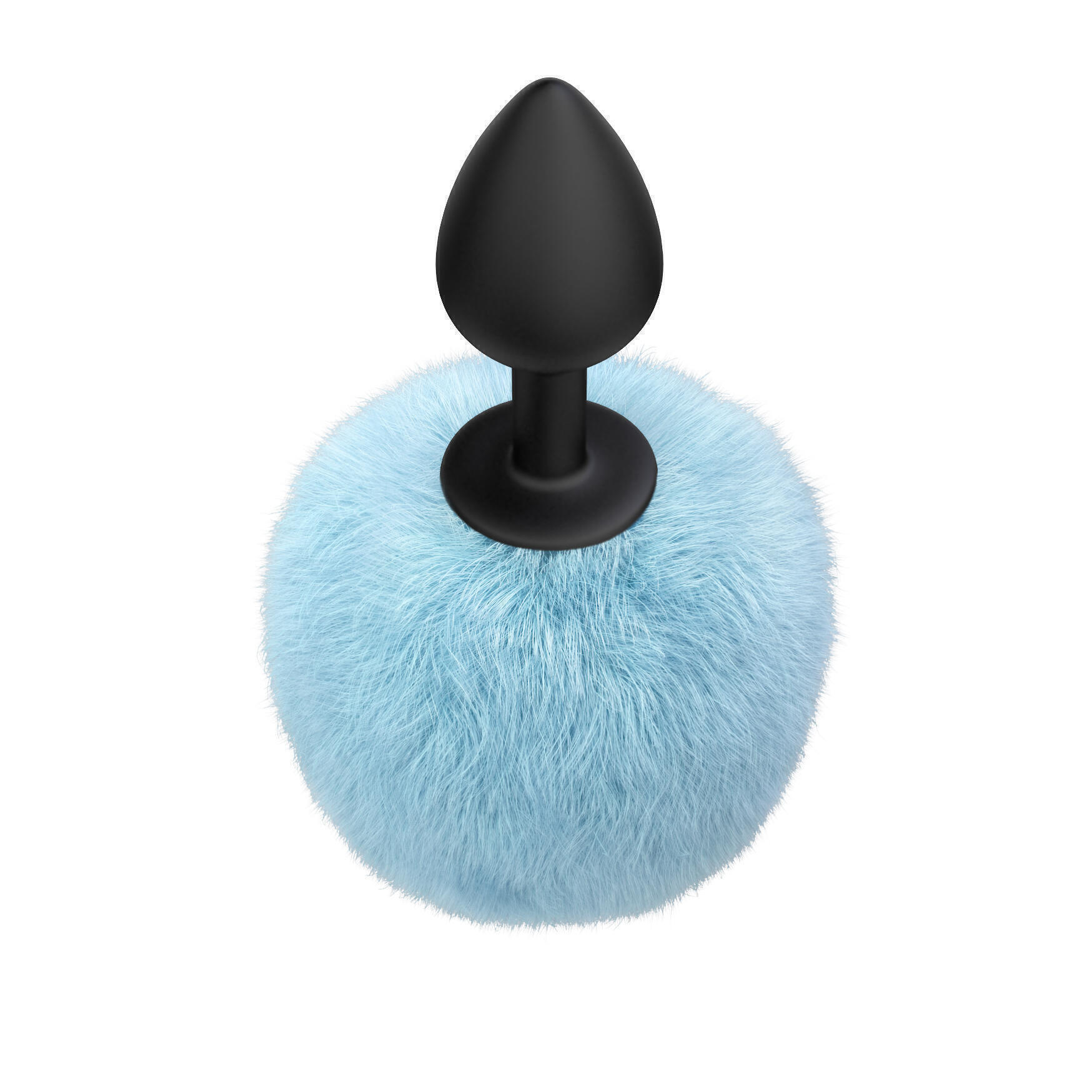 Анальная пробка Lola Games Emotions Fluffy, черная с голубым хвостом