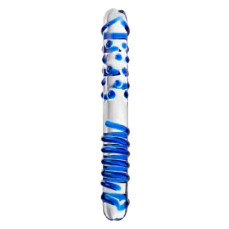 Двусторонний фаллоимитатор Sexus Glass 22 см, бесцветный, синий