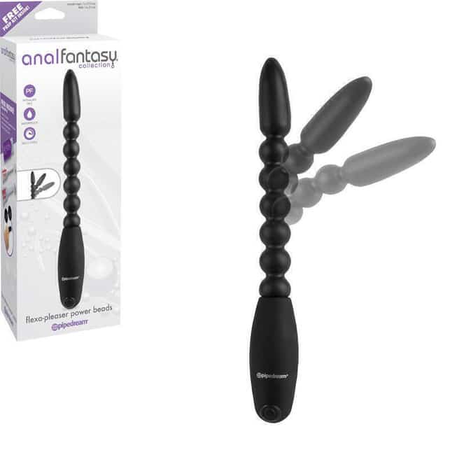 Анальный вибростимулятор с гибким хребтом Pipedream Anal Fantasy Flexa-Pleaser Power Beads, черный от IntimShop