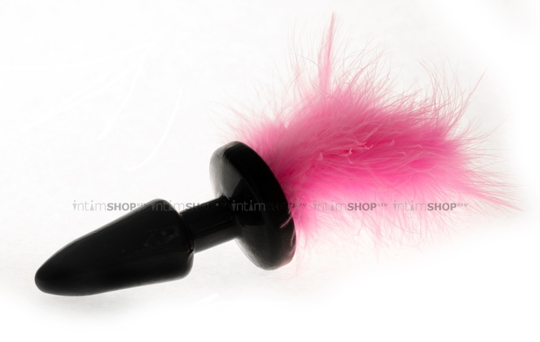фото Анальная пробка 4sexdream с розовым хвостом кролика, черный