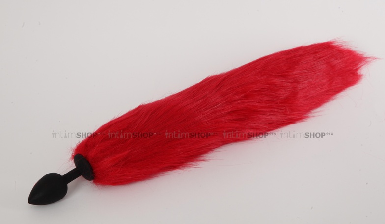 Анальная пробка силиконовая с хвостом Красная лиса 4sexdream, черный от IntimShop
