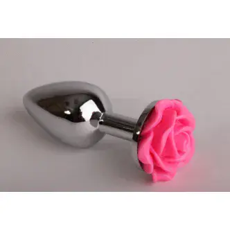 Анальная пробка с розой 4sexdream, 7,6 см, фуксия