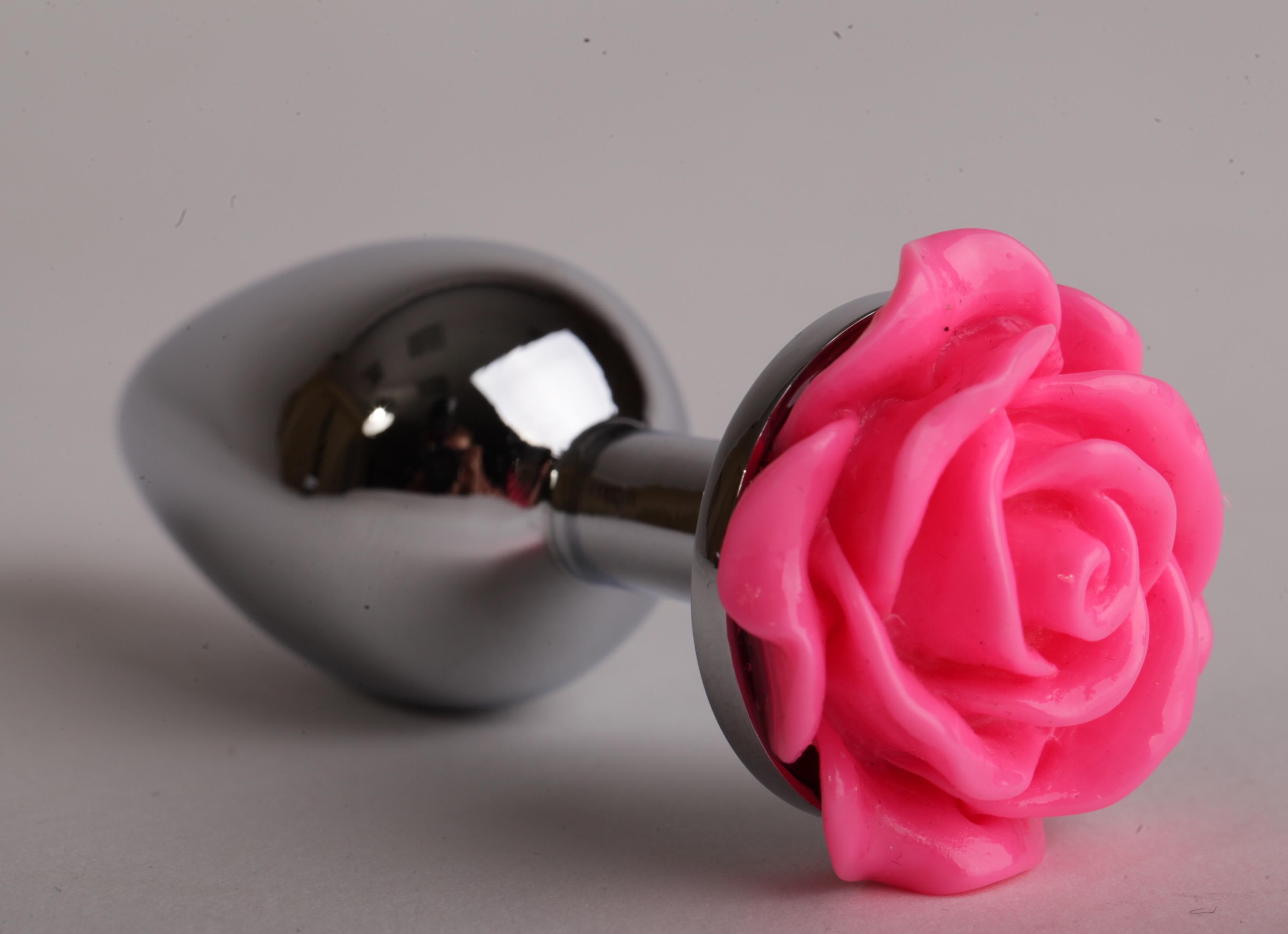 Анальная пробка с розой 4sexdream, 8 см, розовый