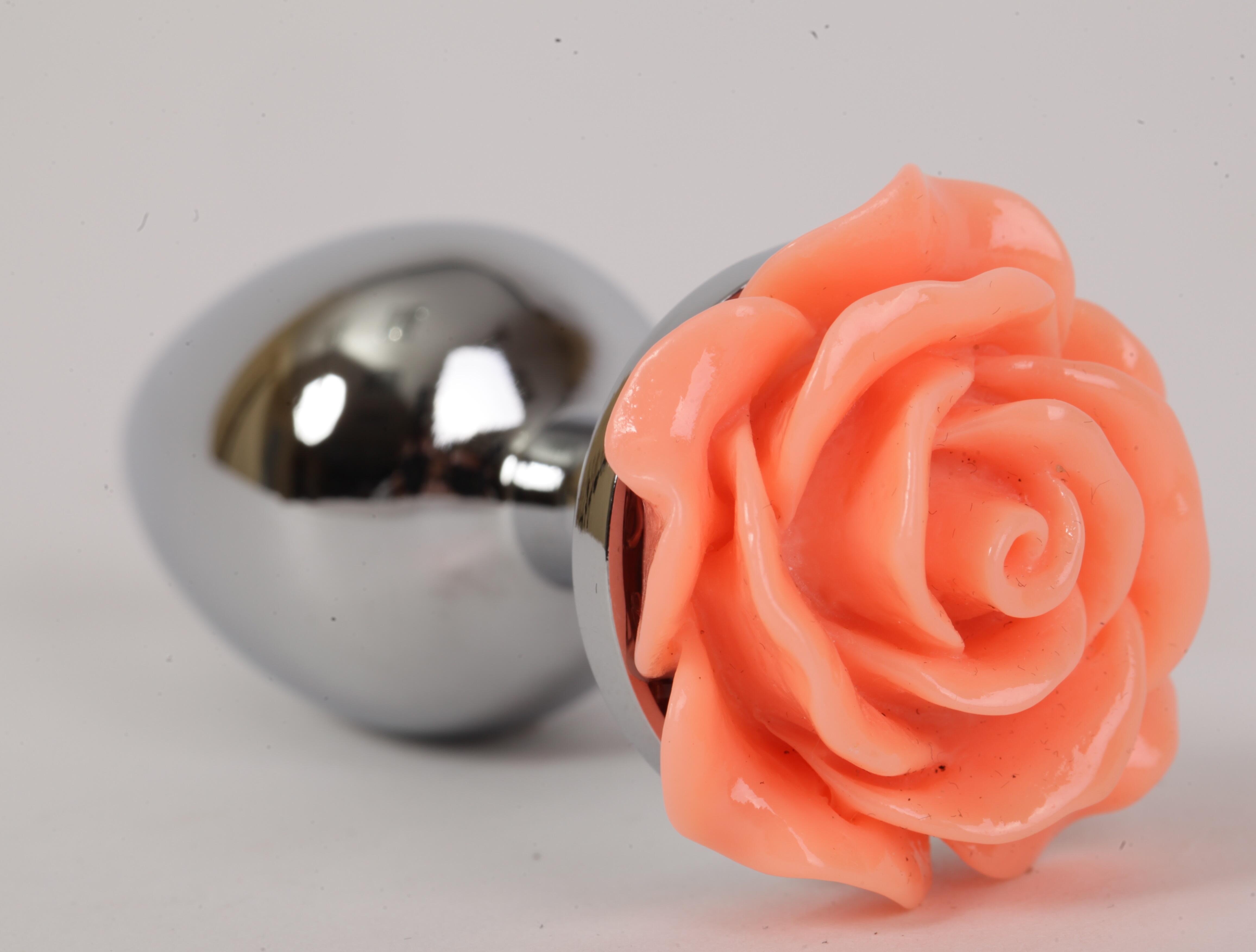 Анальная пробка с розой 4sexdream, 7 см, оранжевый