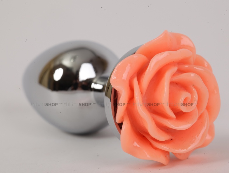 Анальная пробка с розой 4sexdream, 7 см, оранжевый - фото 1
