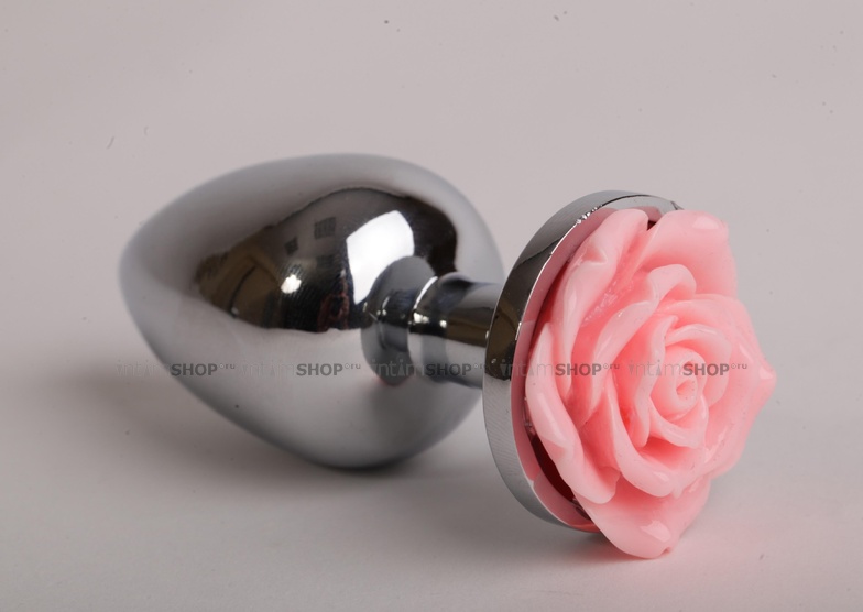 Анальная пробка с розой 4sexdream, 8 см, светло-розовый - фото 1