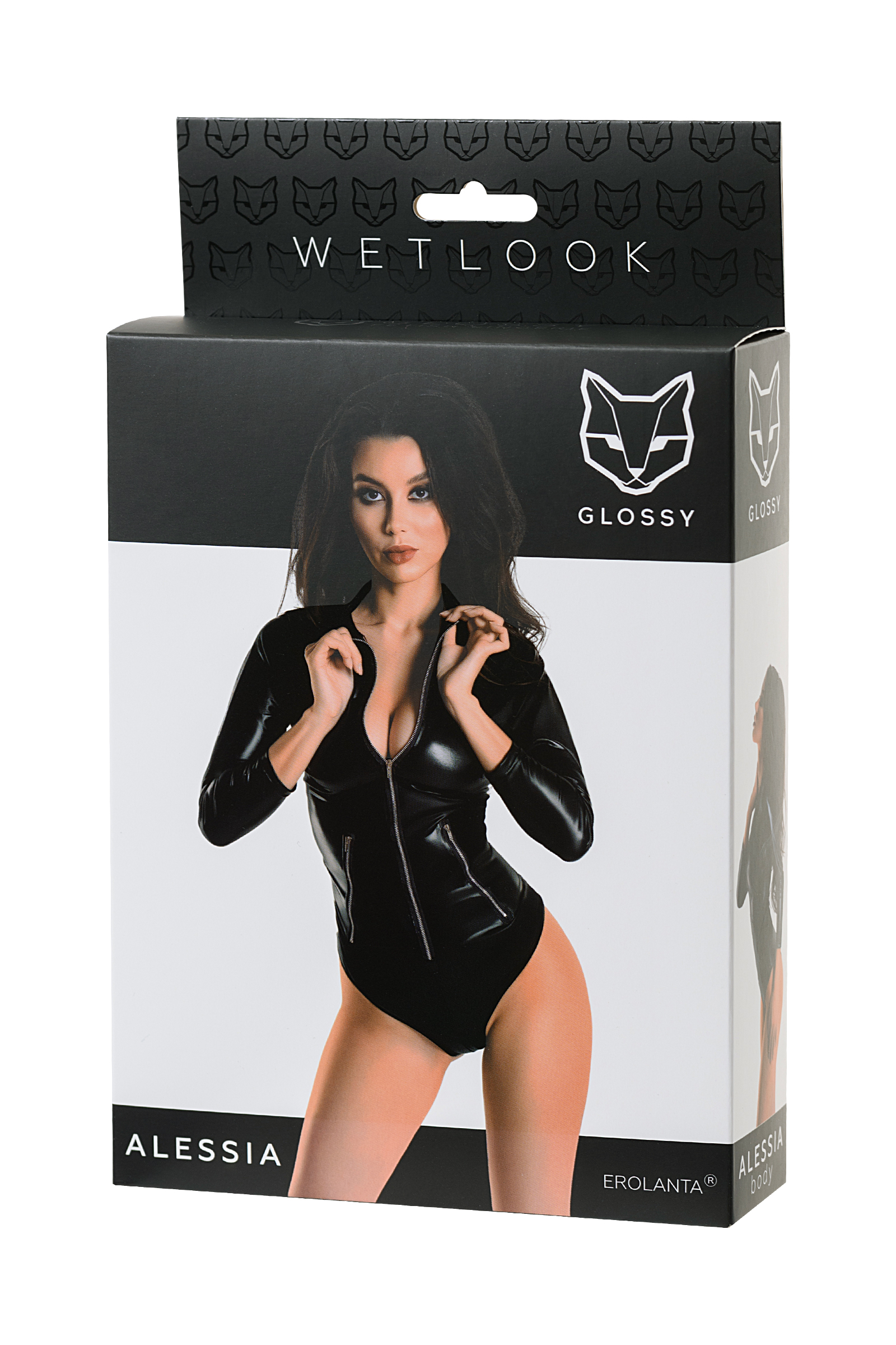 Боди на молнии Erolanta Glossy Alessia L, черное