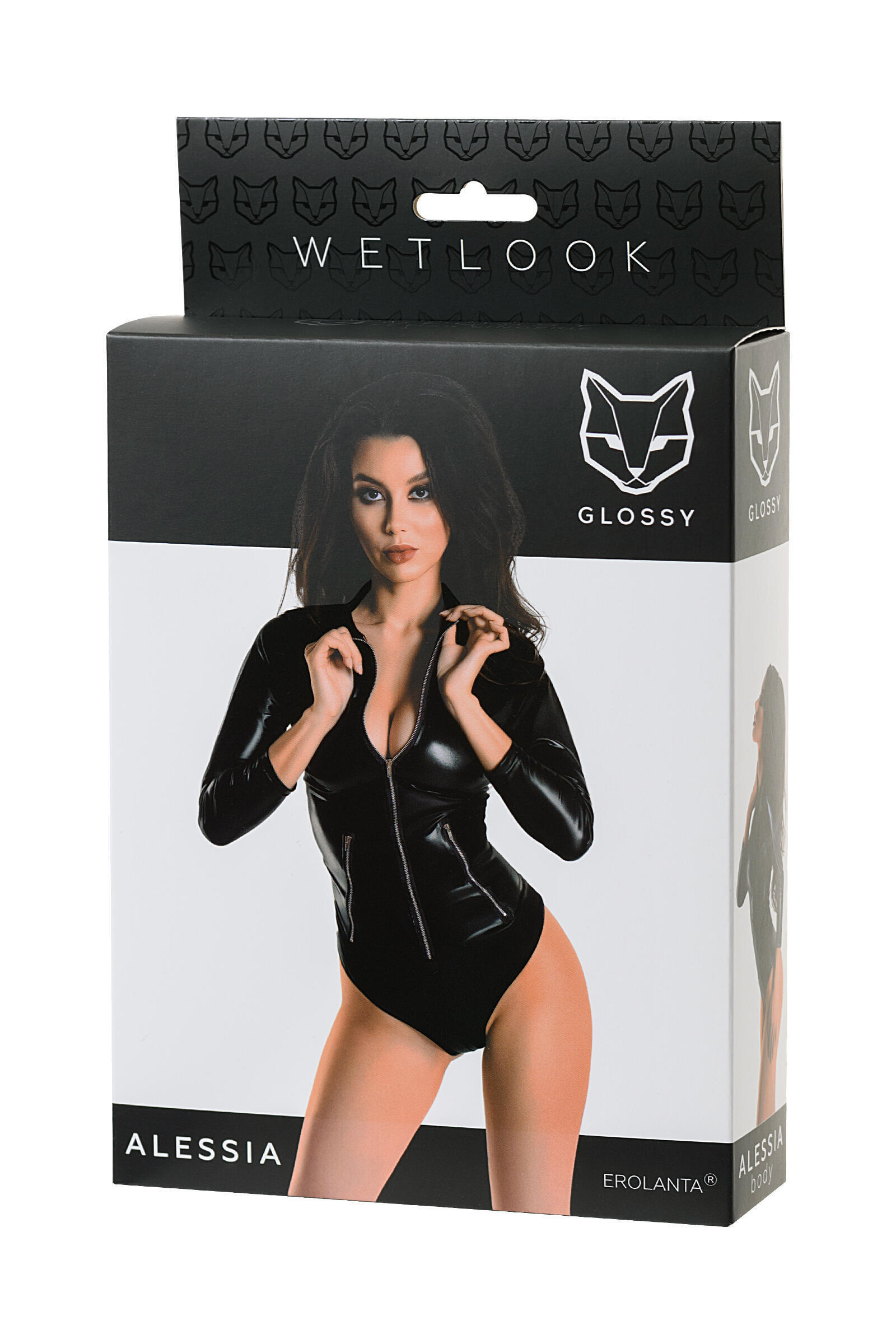 Боди на молнии Erolanta Glossy Alessia S, черное