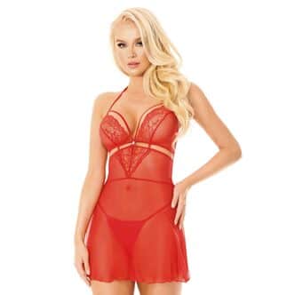 Сорочка и стринги SoftLine Collection Melania S/M, красные
